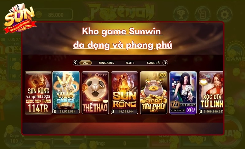 Sunwin cung cấp kho game hấp dẫn và phong phú